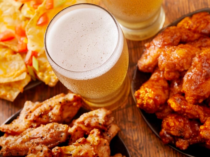 Beer with Wings and Nachos -Photographed on Hasselblad H3D2-39mb Camera